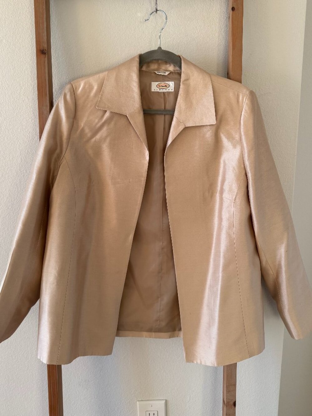 Talbots Petite 100% Pure Silk Blazer Jacket Champagne Gold – Size 6P